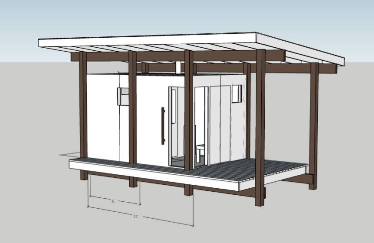 CAD drawing of the sauna